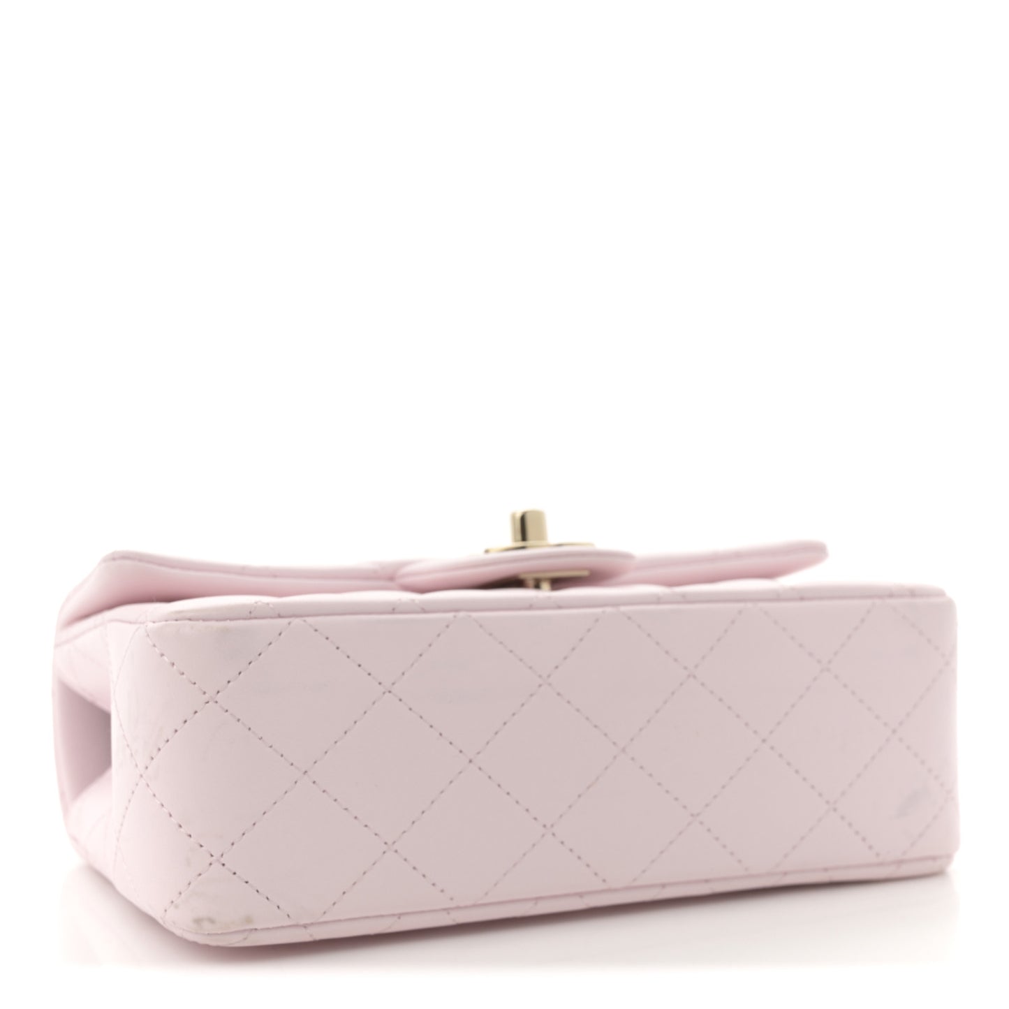 Lambskin Quilted Mini Top Handle Rectangular Flap Light Pink