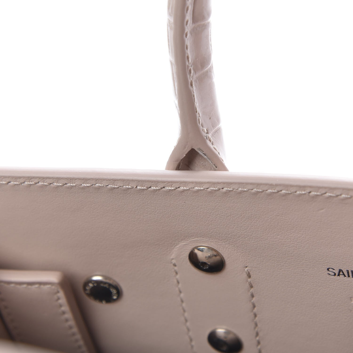 Saint Laurent Calfskin Crocodile Embossed Nano Sac De Jour Rose Antic 11 of 11