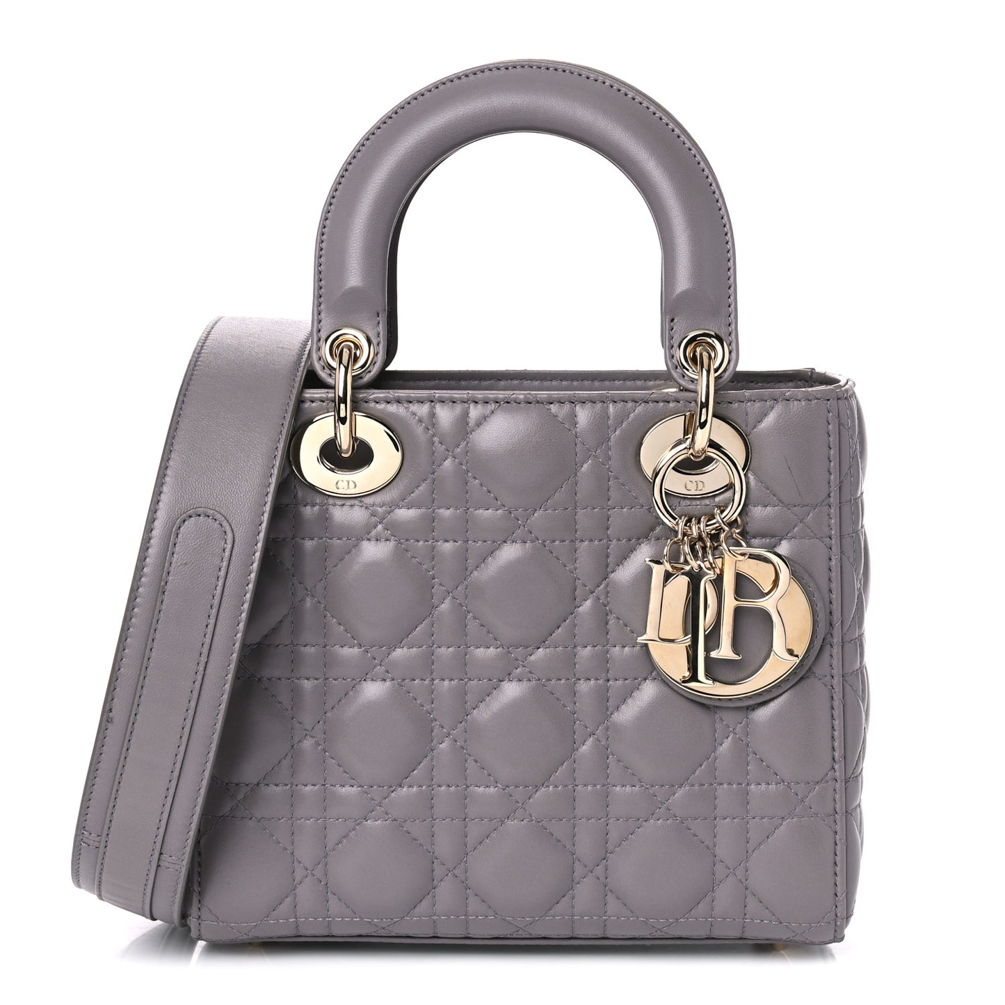 Lambskin Cannage Small Lucky Badges My Lady Dior Grey