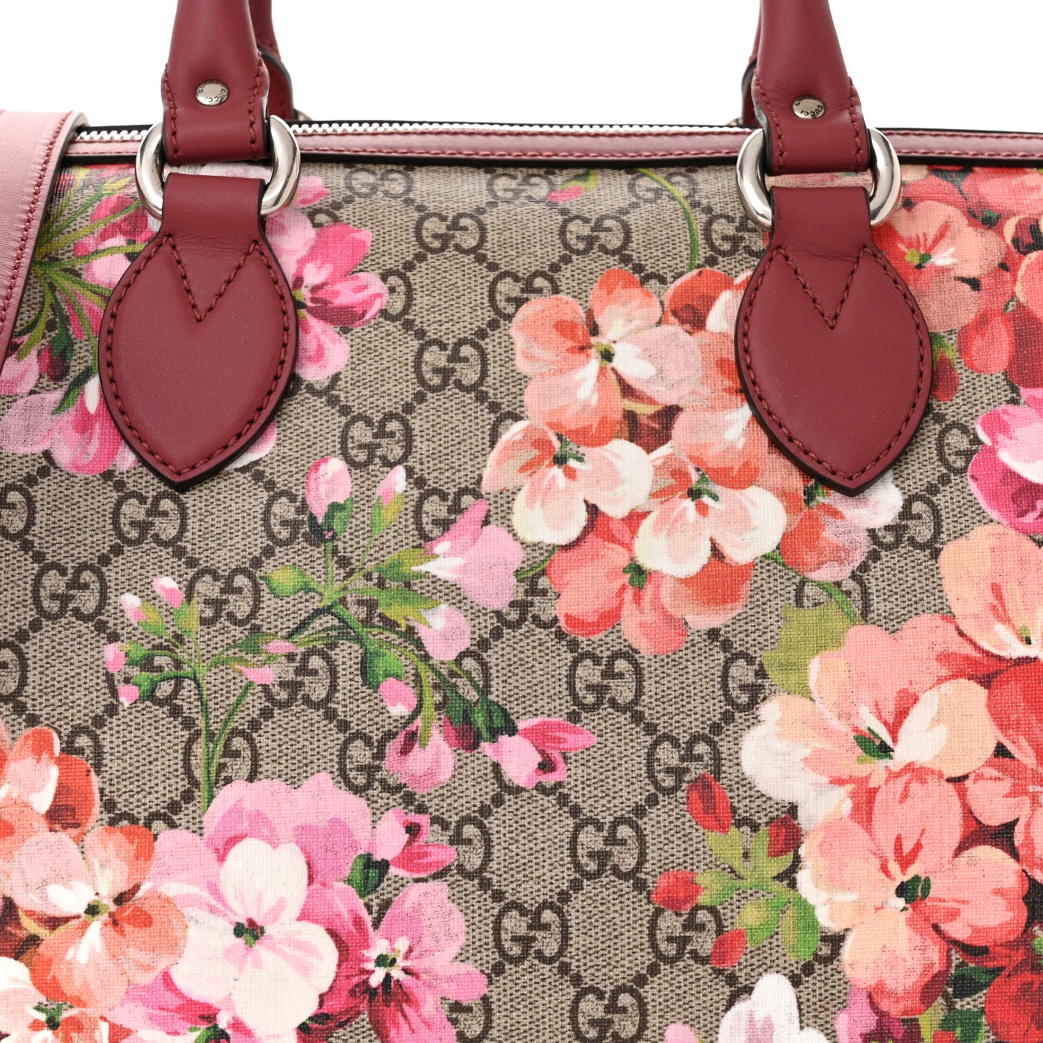 Gucci GG Supreme Monogram Blooms Medium Boston Beige Multicolor Dry Rose 7 of 10