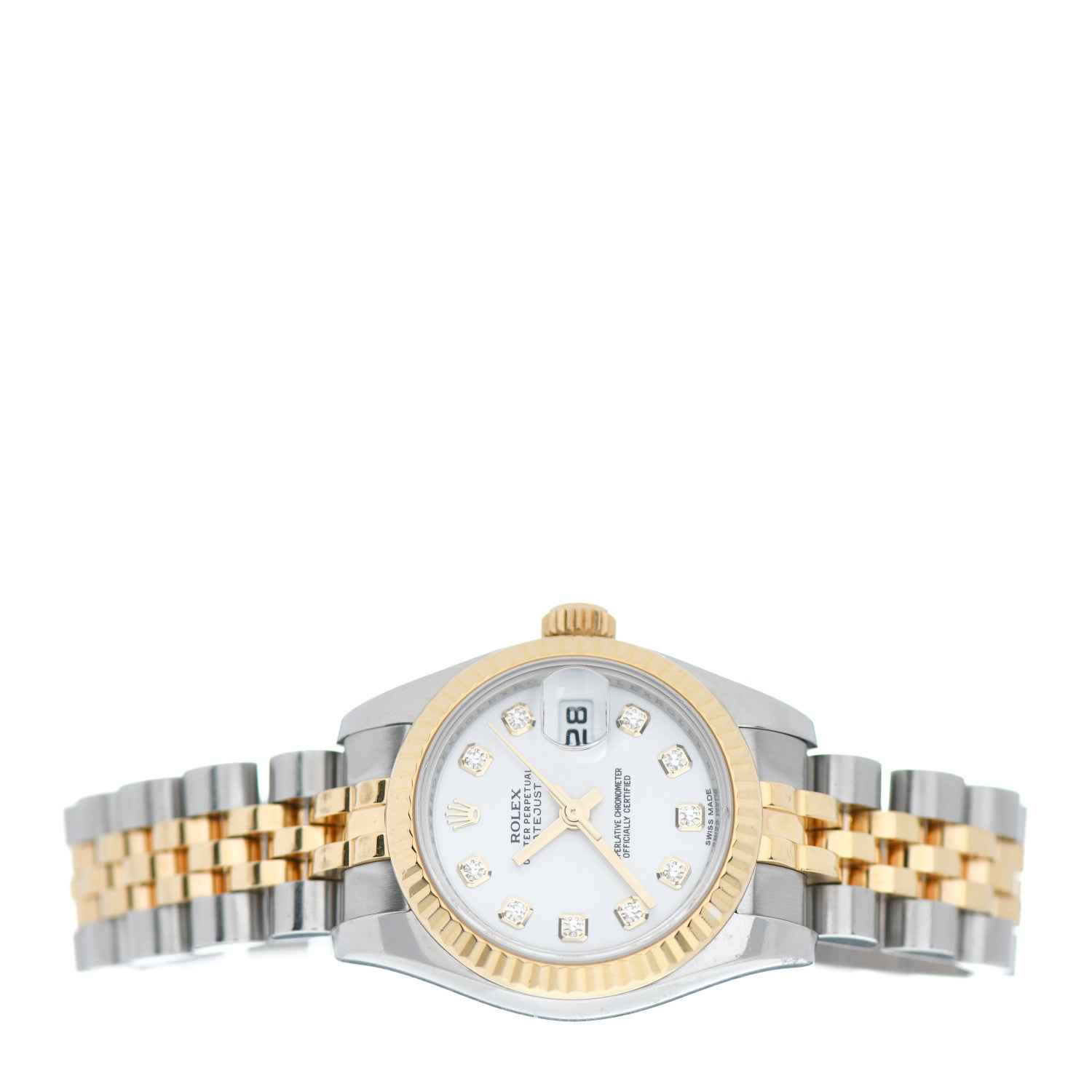 Rolex Stainless Steel 18K Yellow Gold Diamond 26mm Oyster Perpetual Datejust Watch White 179173 2 of 4