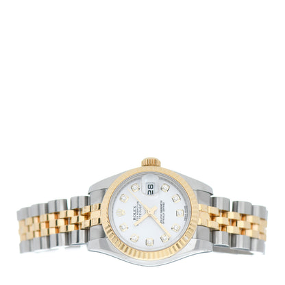 Rolex Stainless Steel 18K Yellow Gold Diamond 26mm Oyster Perpetual Datejust Watch White 179173 2 of 4