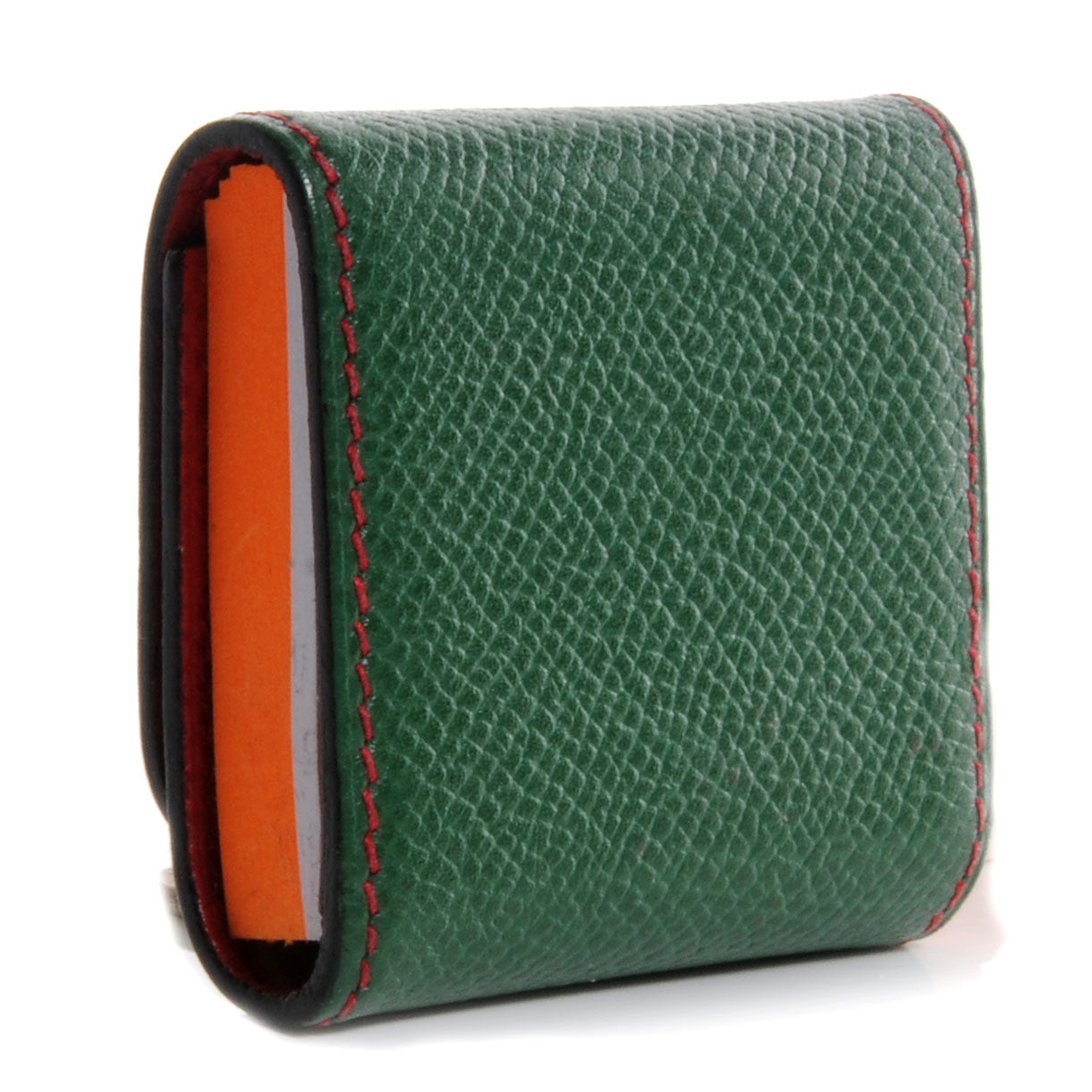 Hermes Courchevel Post It Notepad Holder PM w Refill Vert Clair and Rouge Vif 3 of 7