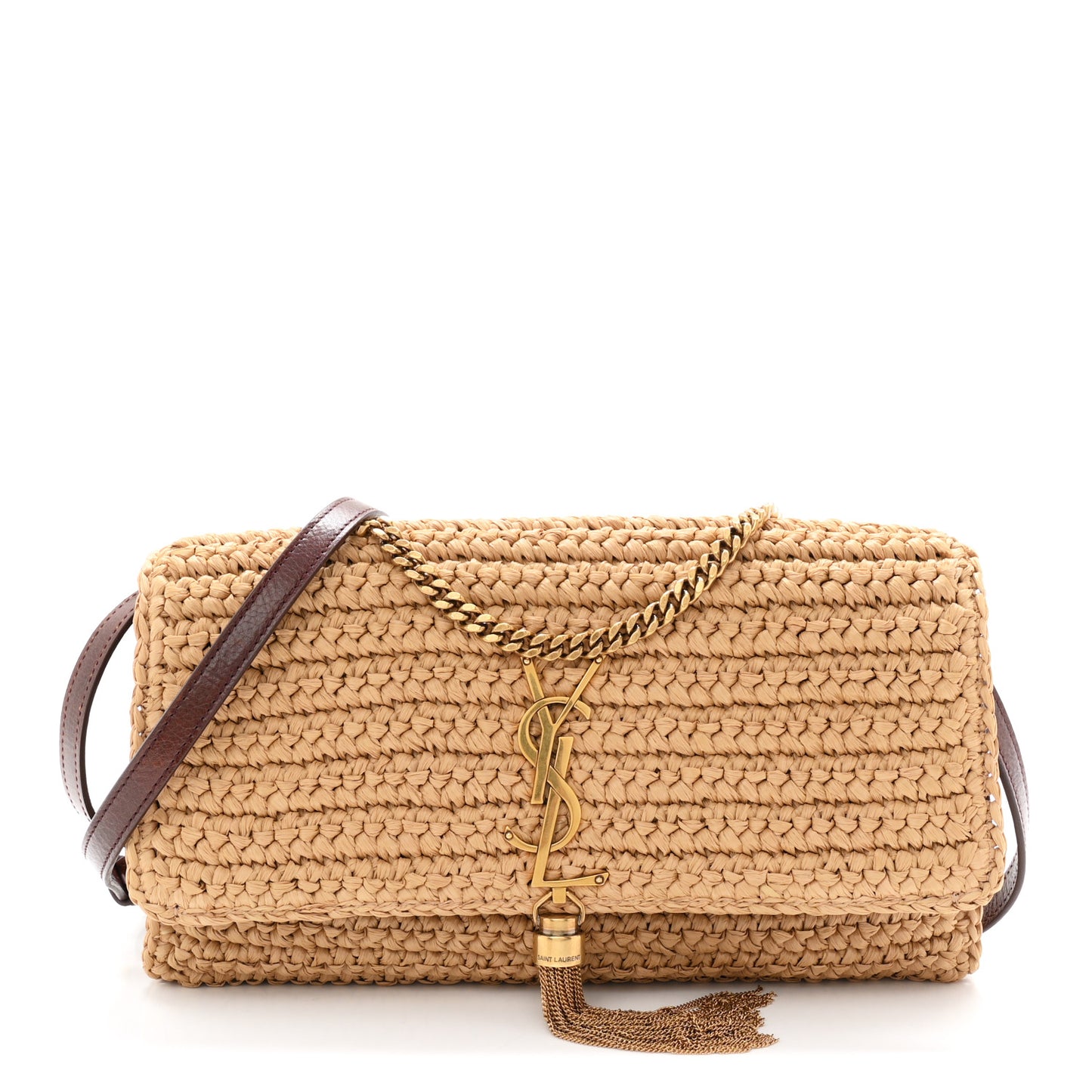 Raffia Monogram Tassel Kate 99 Dark Nude