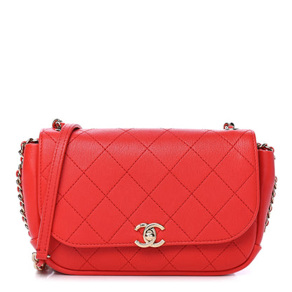 Chanel Goatskin Stitched Casual Trip Single Flap Red 1 of 6