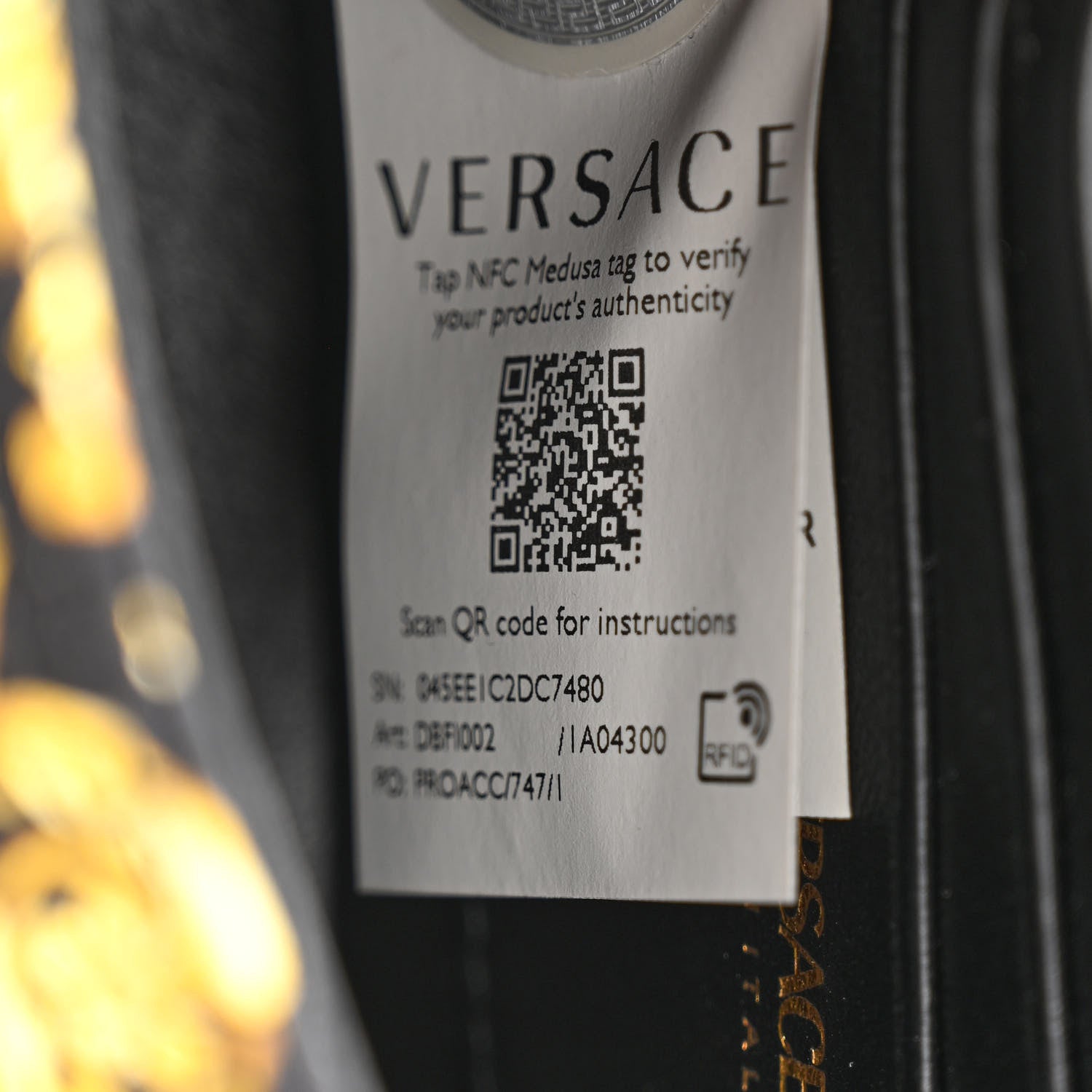 Versace Silk Barocco Printed Quilted Virtus V Mini Chain Flap Shoulder Bag Black Gold 7 of 10