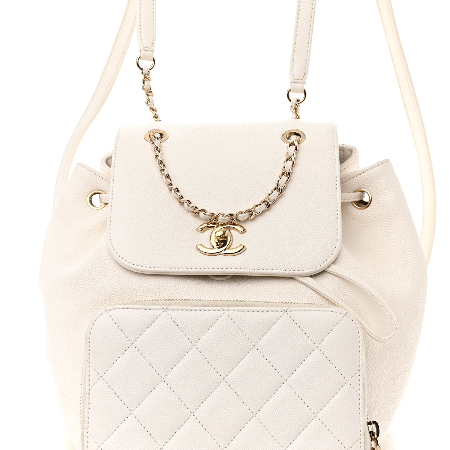 Caviar Quilted Business Affinity Backpack White
