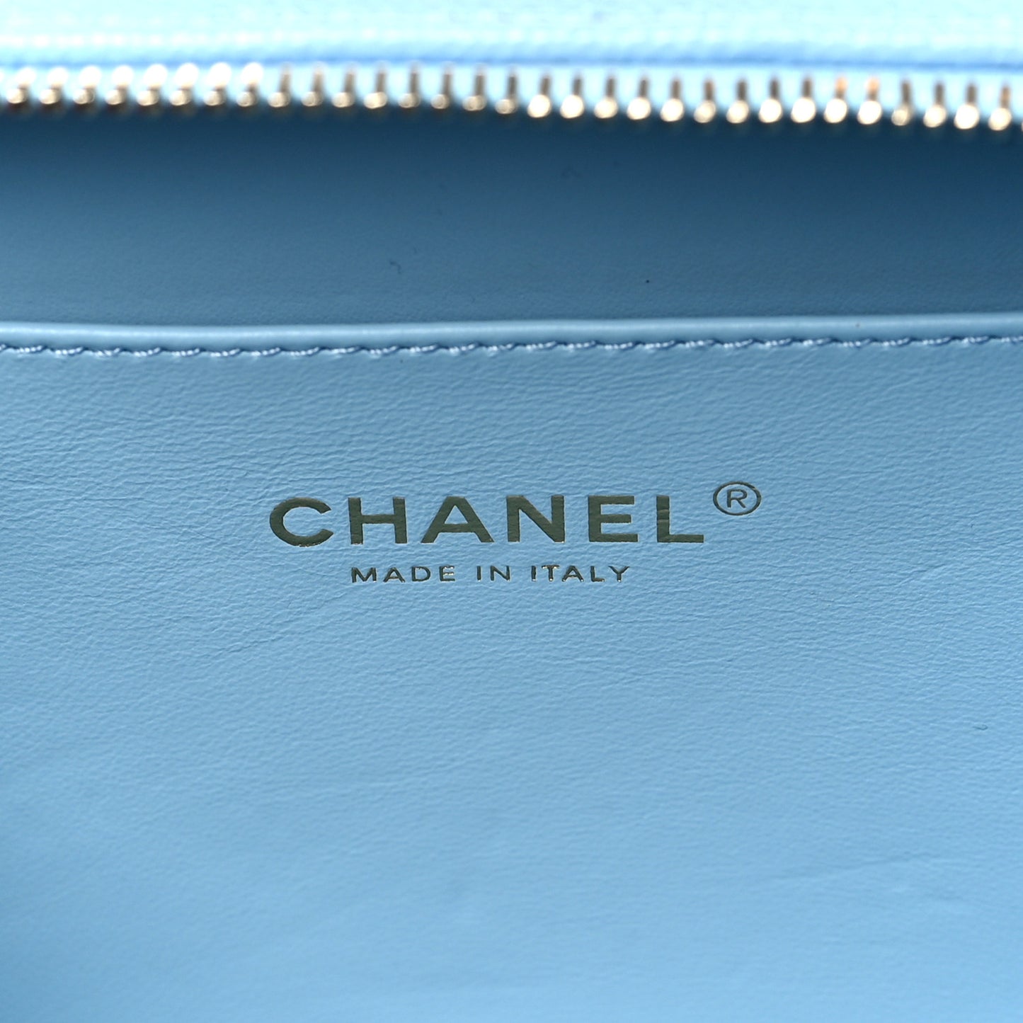Caviar Quilted Small Pick Me Up Vanity Case Light Blue