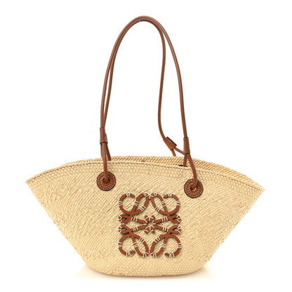 Loewe Calfskin Raffia Small Anagram Basket Tote Bag Natural Tan 1 of 10