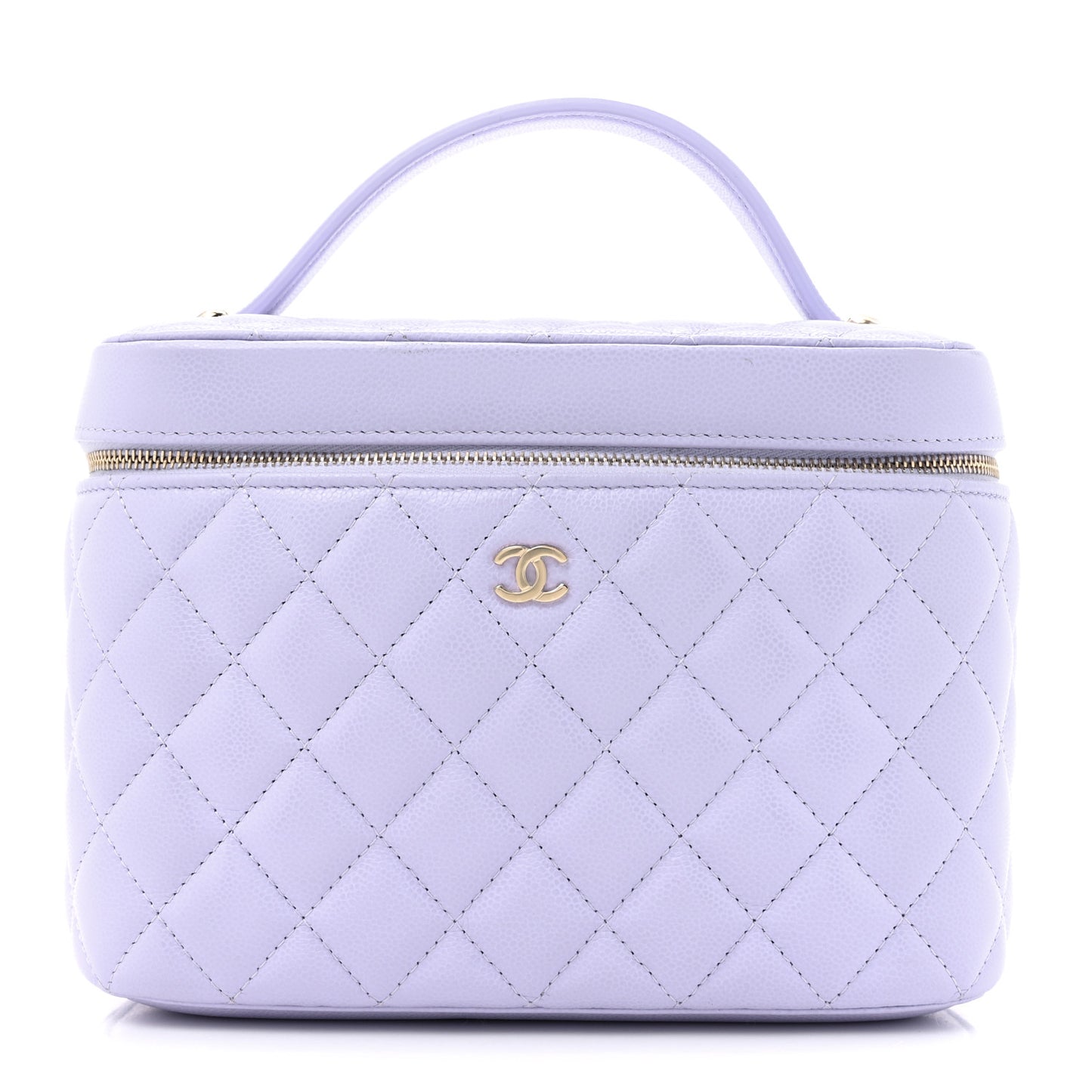 Caviar Quilted Large Vanity Pouch Light Purple