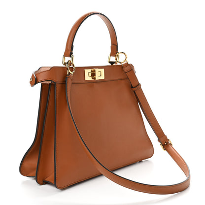 Fendi Vitello Seta Shiny Nappa Medium Peekaboo I SEE U Satchel Brandy Light Rose 3 of 11