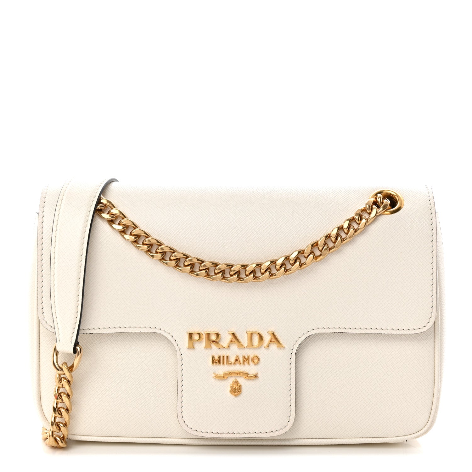 Prada Saffiano Flap Shoulder Bag Talco 1 of 9