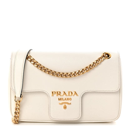 Prada Saffiano Flap Shoulder Bag Talco 1 of 9