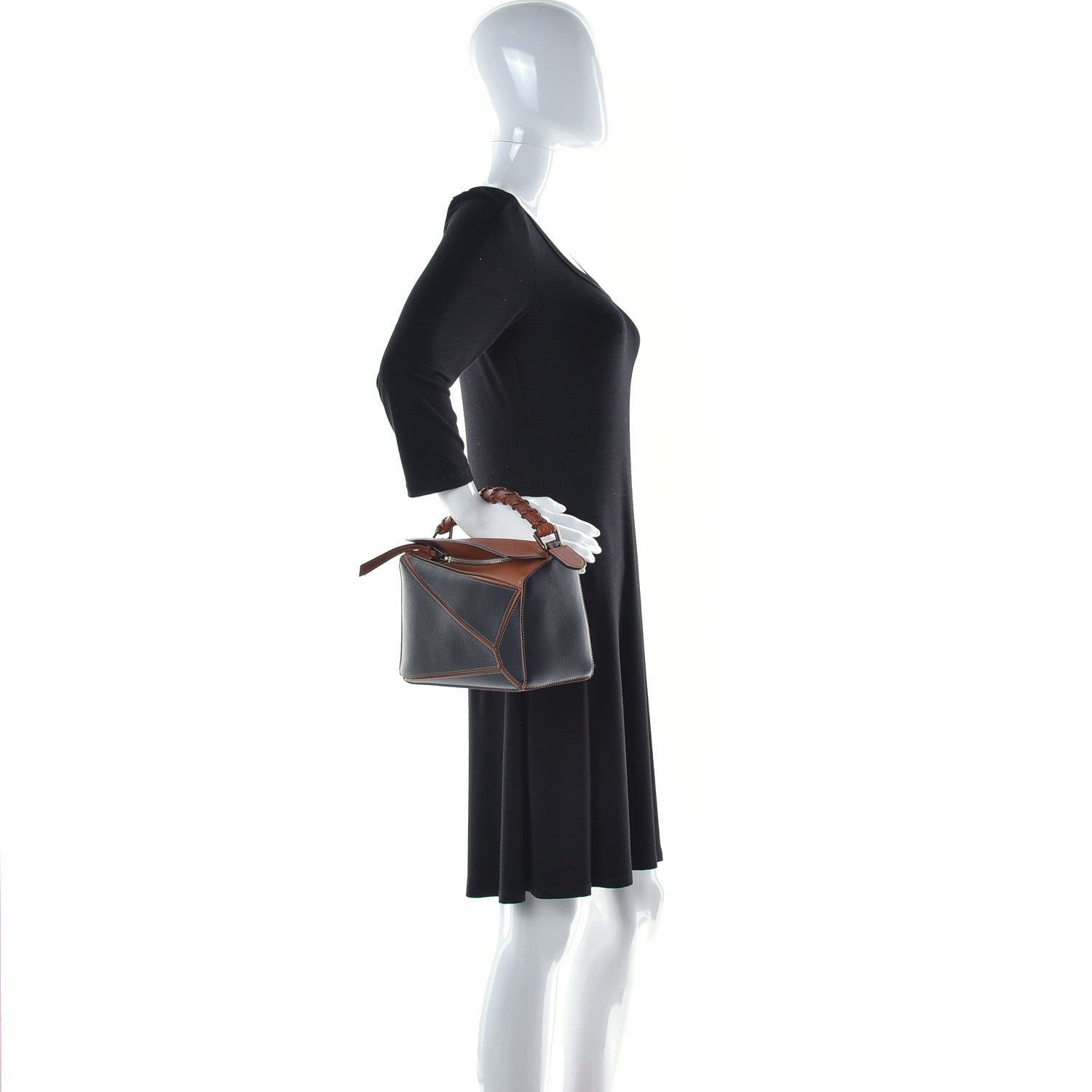 Loewe Calfskin Small Craft Puzzle Bag Tan Black 2 of 11
