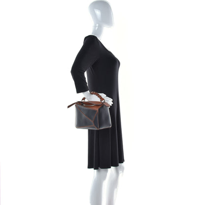 Loewe Calfskin Small Craft Puzzle Bag Tan Black 2 of 11
