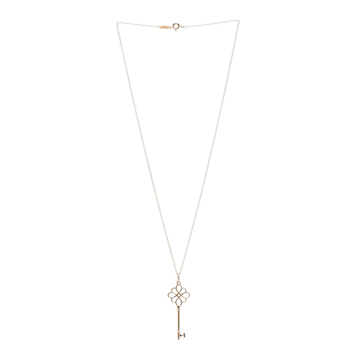 Tiffany 18K Yellow Gold Knot Key Pendant Necklace 3 of 4