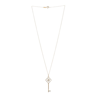 Tiffany 18K Yellow Gold Knot Key Pendant Necklace 3 of 4