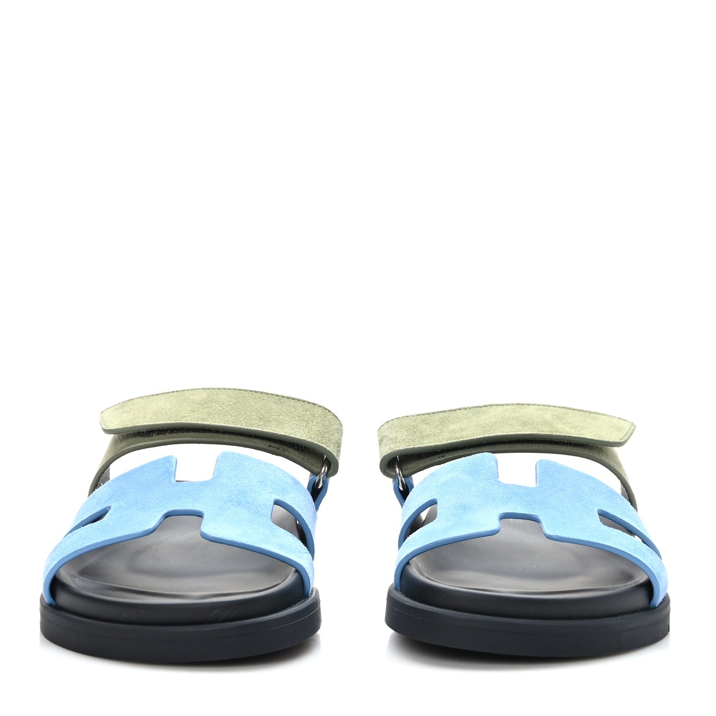 Suede Goatskin Womens Chypre Sandals 36 Bleu Cameo Vert Celadon