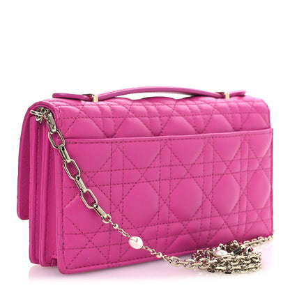 Christian Dior Lambskin Cannage Mini My Dior Top Handle Clutch Dark Pink 3 of 12