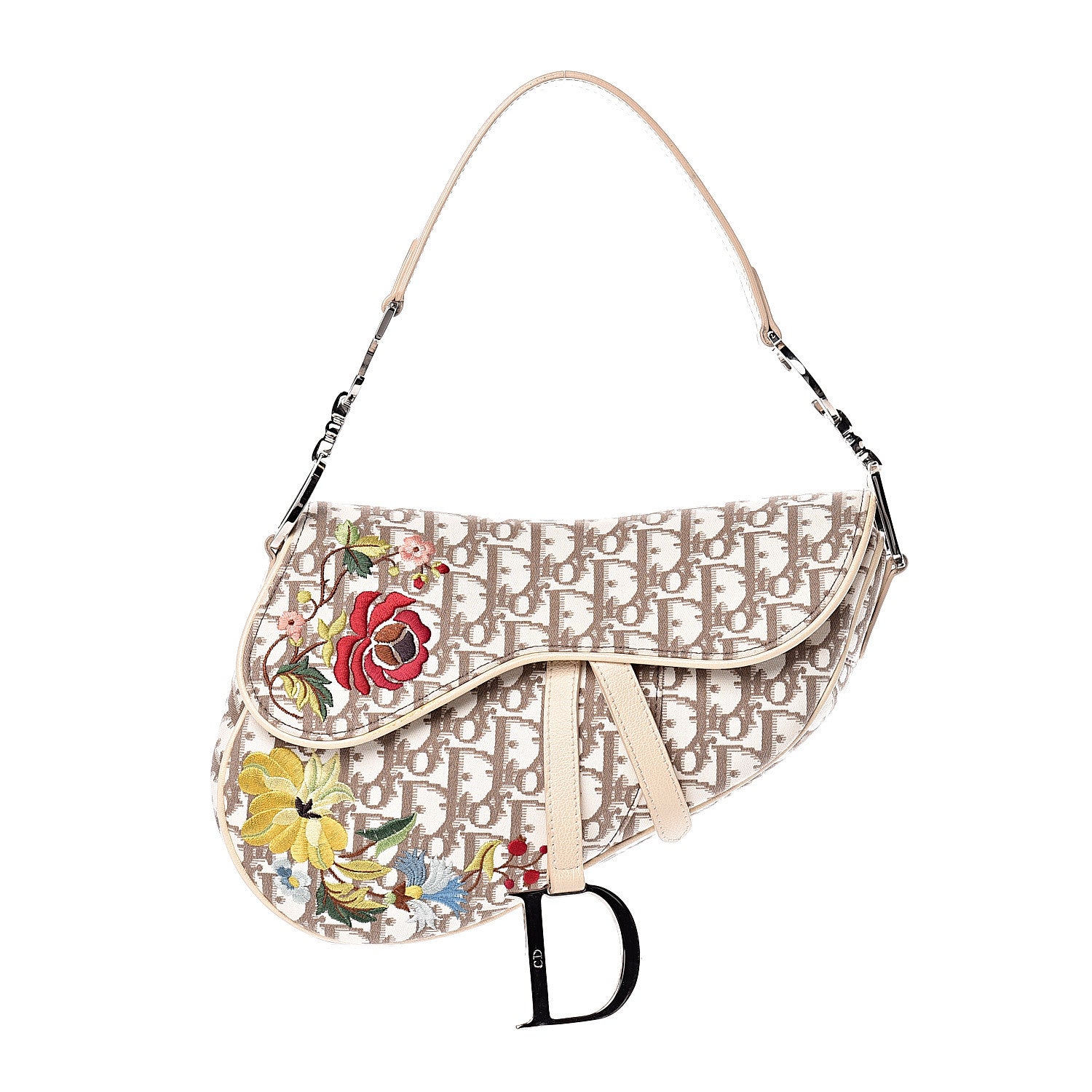Christian Dior Monogram Vintage Flowers Saddle Bag Beige 1 of 11