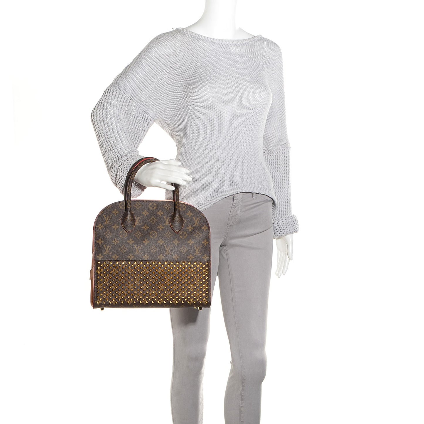 Monogram Calf Hair Spikes Iconoclasts Christian Louboutin Tote Red