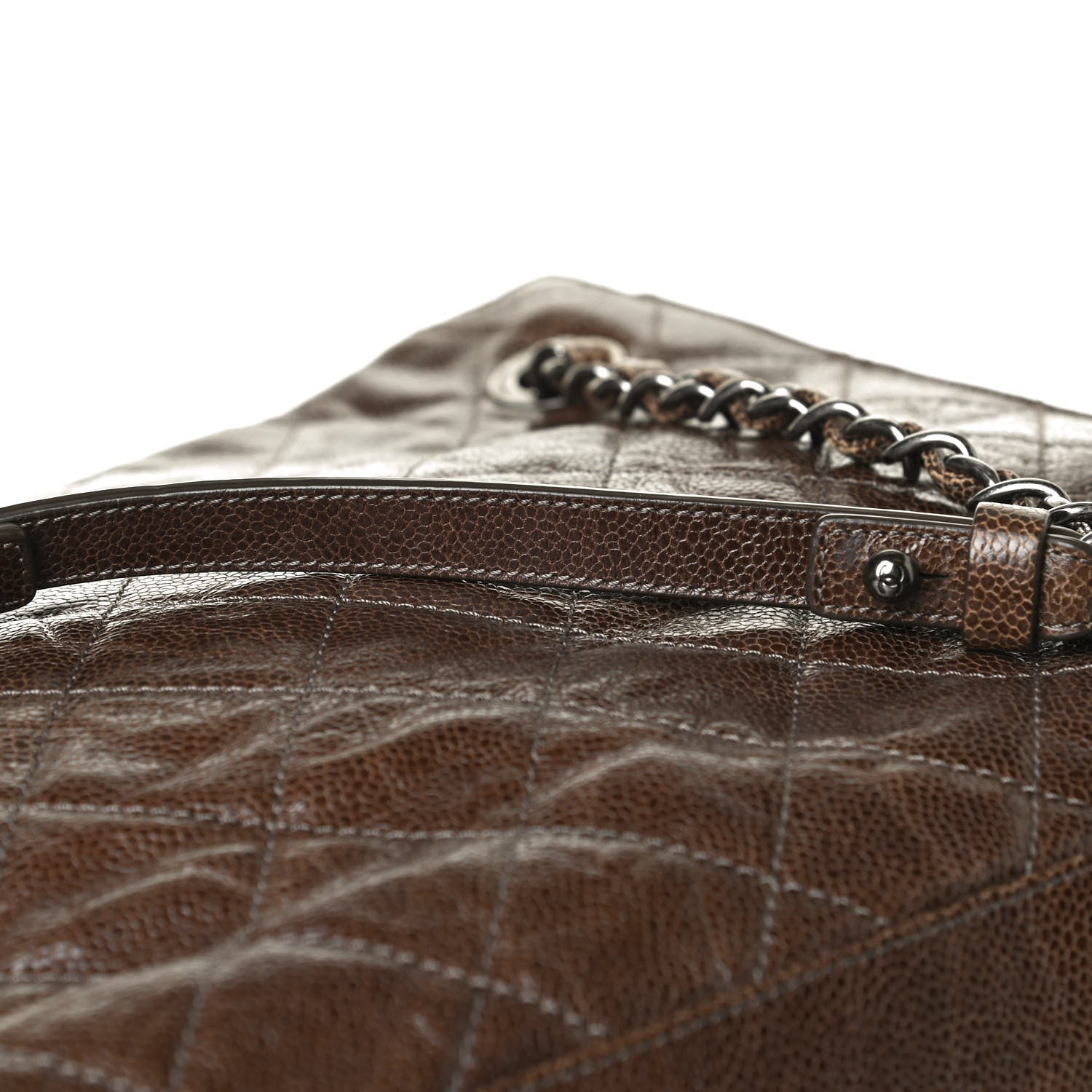 Chanel Crumpled Grained Calfskin CC Crave Tote Brown 15 of 16