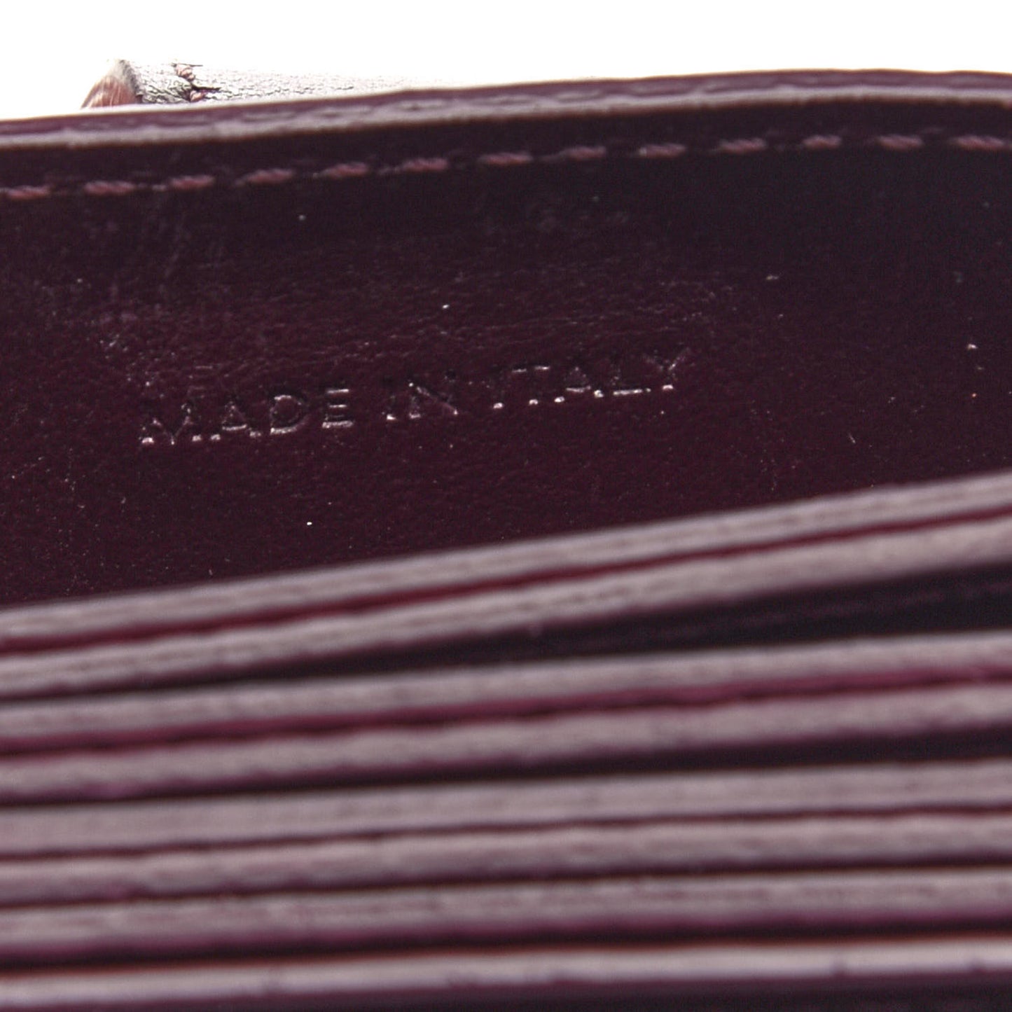 Grained Shiny Calfskin Accordion Card Holder Burgundy