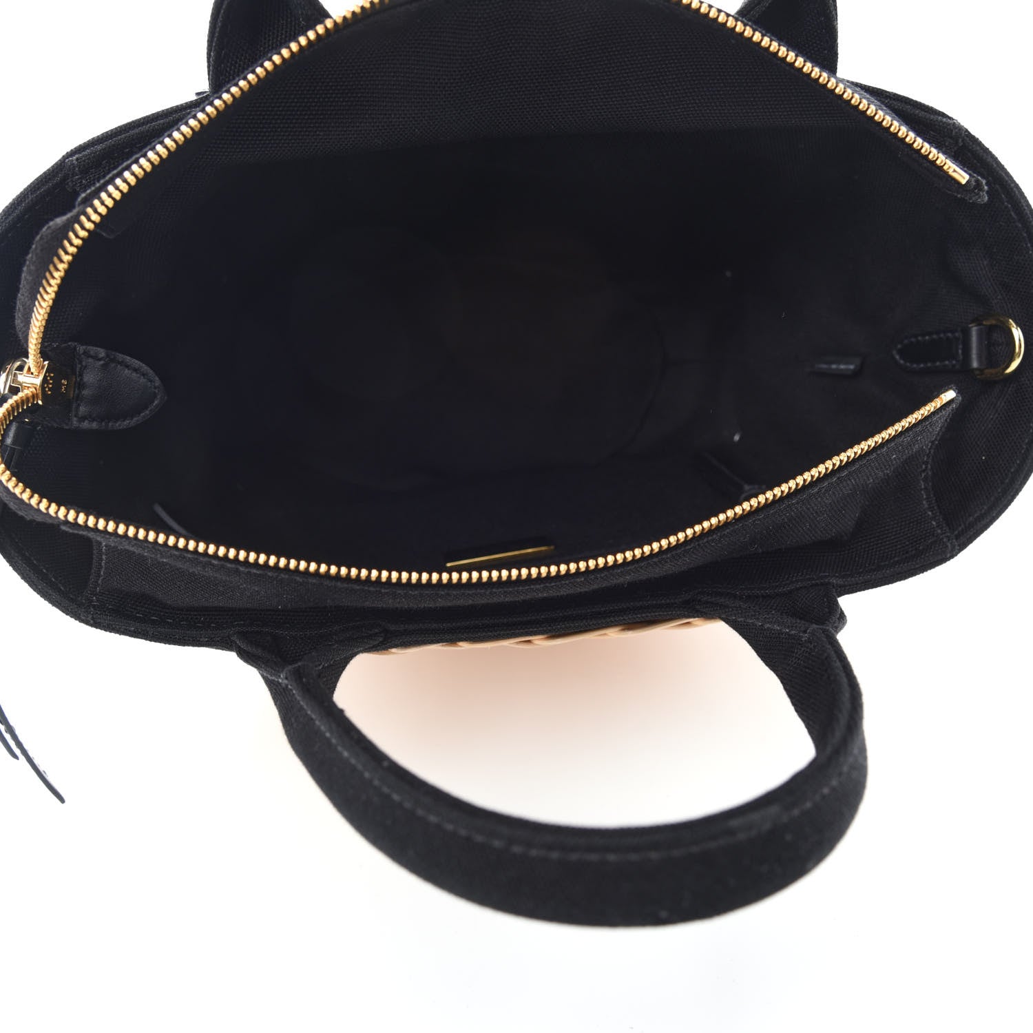 Prada Wicker Canvas Shoulder Bag Naturale Black 5 of 16