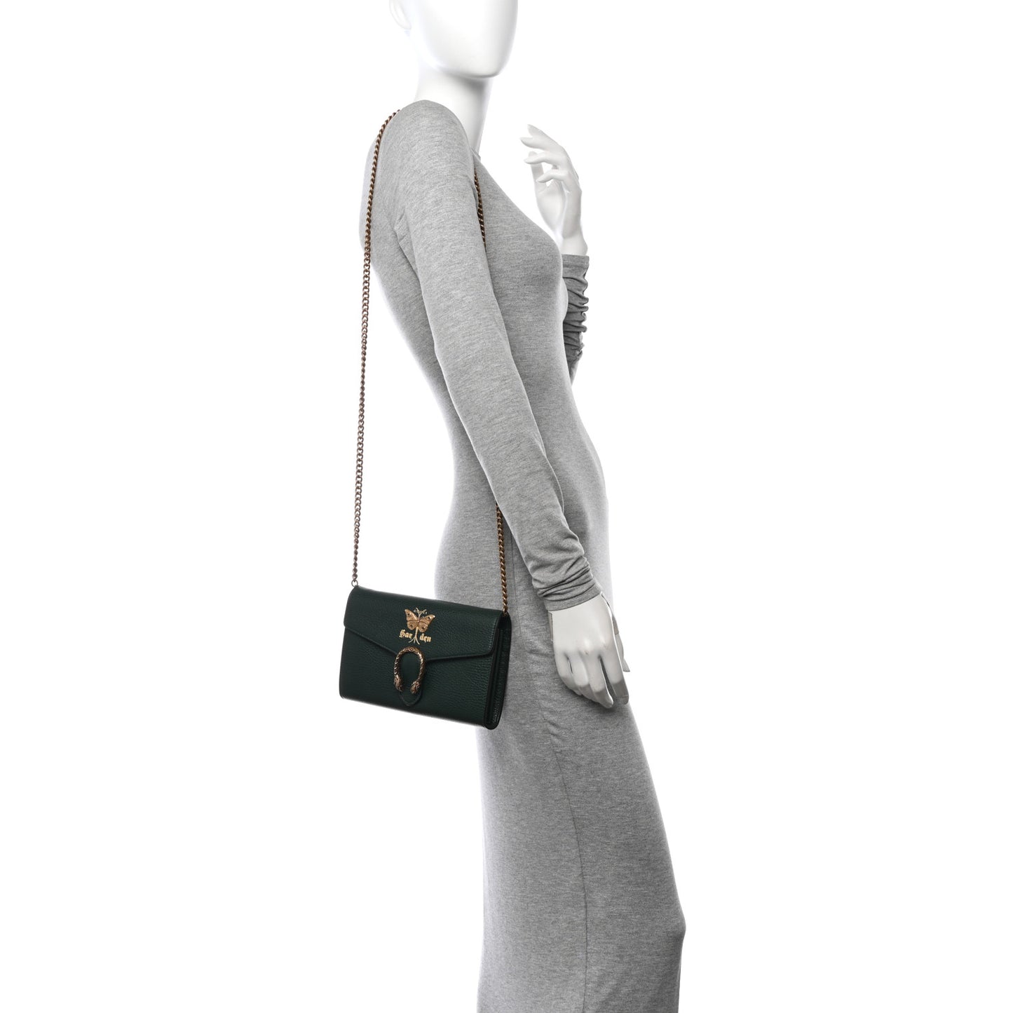 Calfskin Garden Dionysus Chain Wallet Emerald