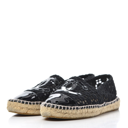 Chanel Lace Patent CC Espadrilles 38 Black 3 of 21