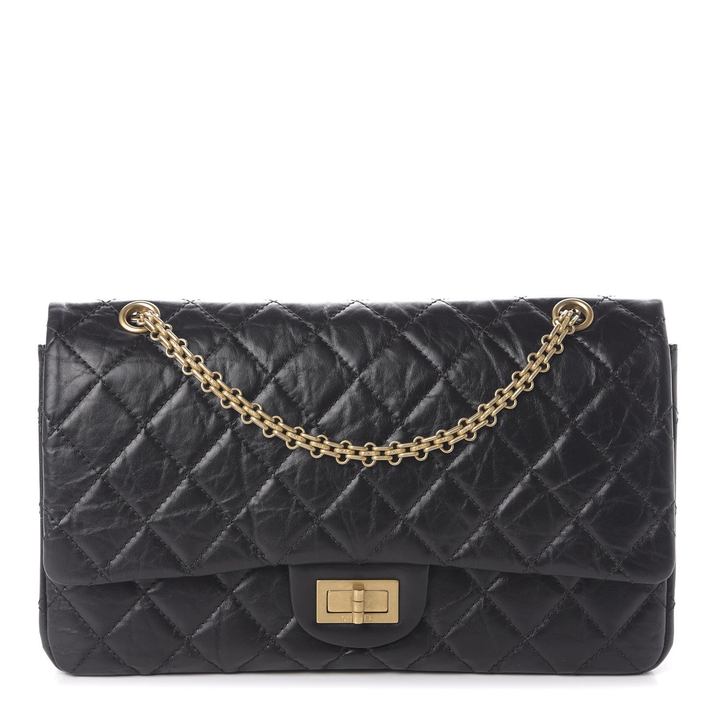 Aged Calfskin Quilted 2.55 Reissue 227 Flap Black