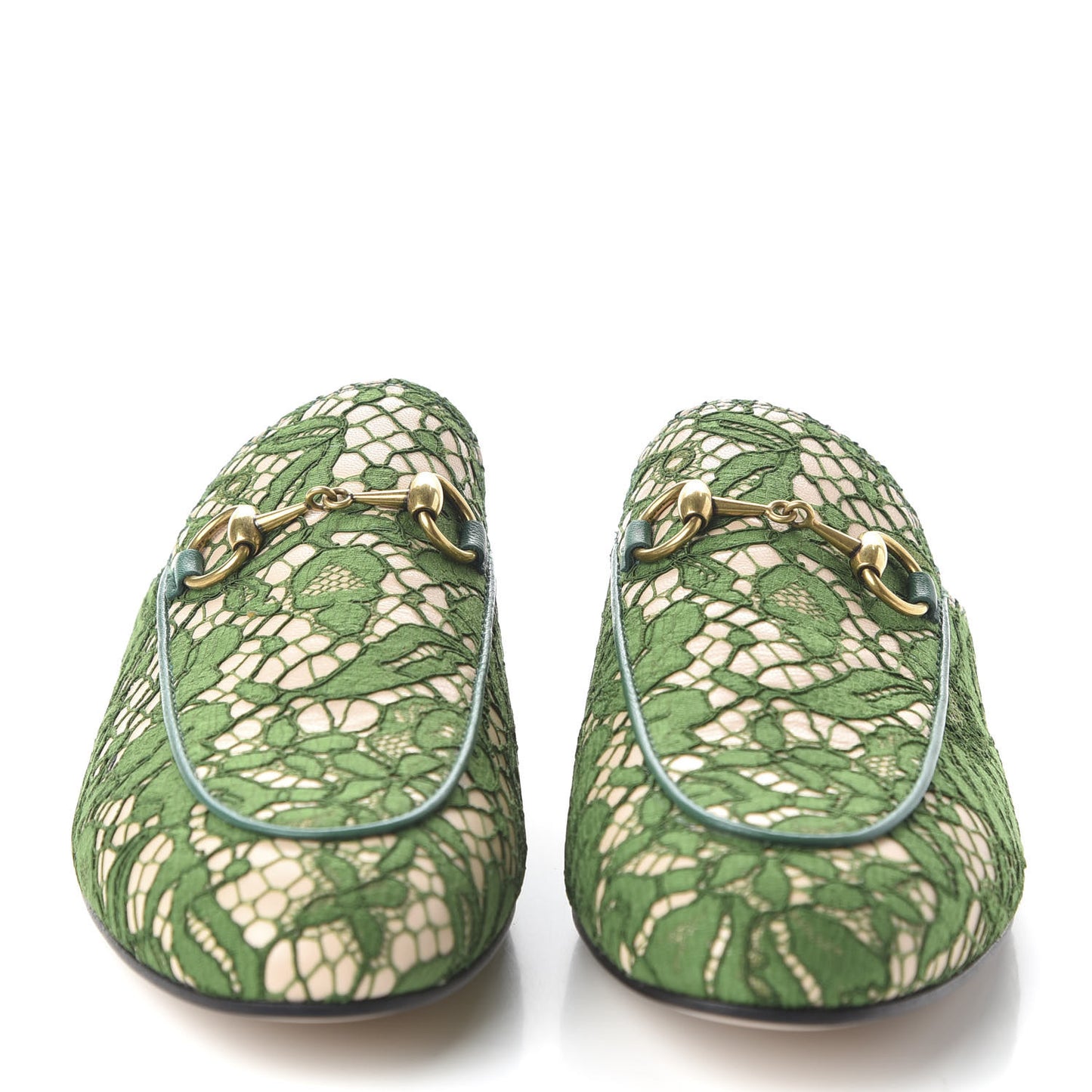 Lace Malaga Kid Womens Princetown Slippers 36 Green Grass Skin Rose