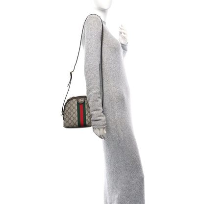 Gucci GG Supreme Monogram Textured Dollar Calfskin Web Small Ophidia Dome Shoulder Bag Beige Ebony New Acero 2 of 11