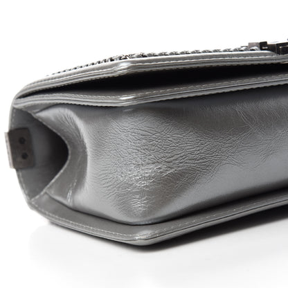 Chanel Metallic Aged Calfskin Quilted Medium Top Handle Boy Flap Silver 6 of 11