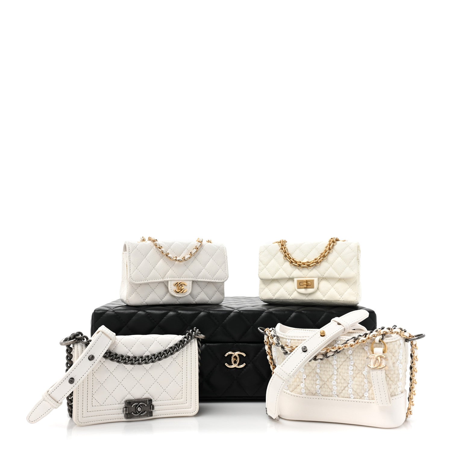Chanel Lambskin Calfskin Tweed Success Story Set of 4 Minis Bags White 1 of 53