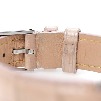 Louis Vuitton Stainless Steel Alligator Diamond Mother of Pearl 28mm Tambour Lovely Quartz Watch 8 of 9