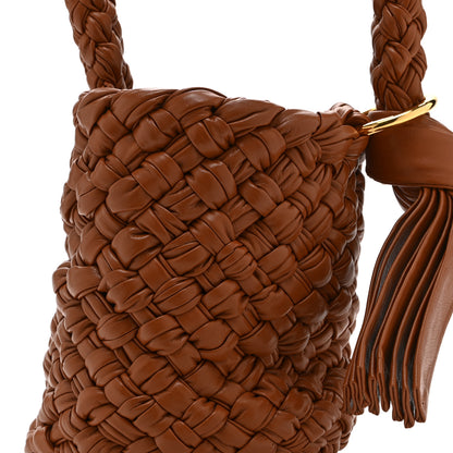 Bottega Veneta Calfskin Intrecciato Small Foulard Kalimero Bucket Bag Wood 10 of 12