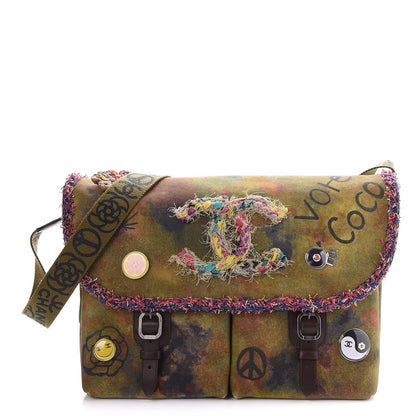 Chanel Washed Toile Large Graffiti On The Pavements Messenger Khaki Multicolor 1 of 8