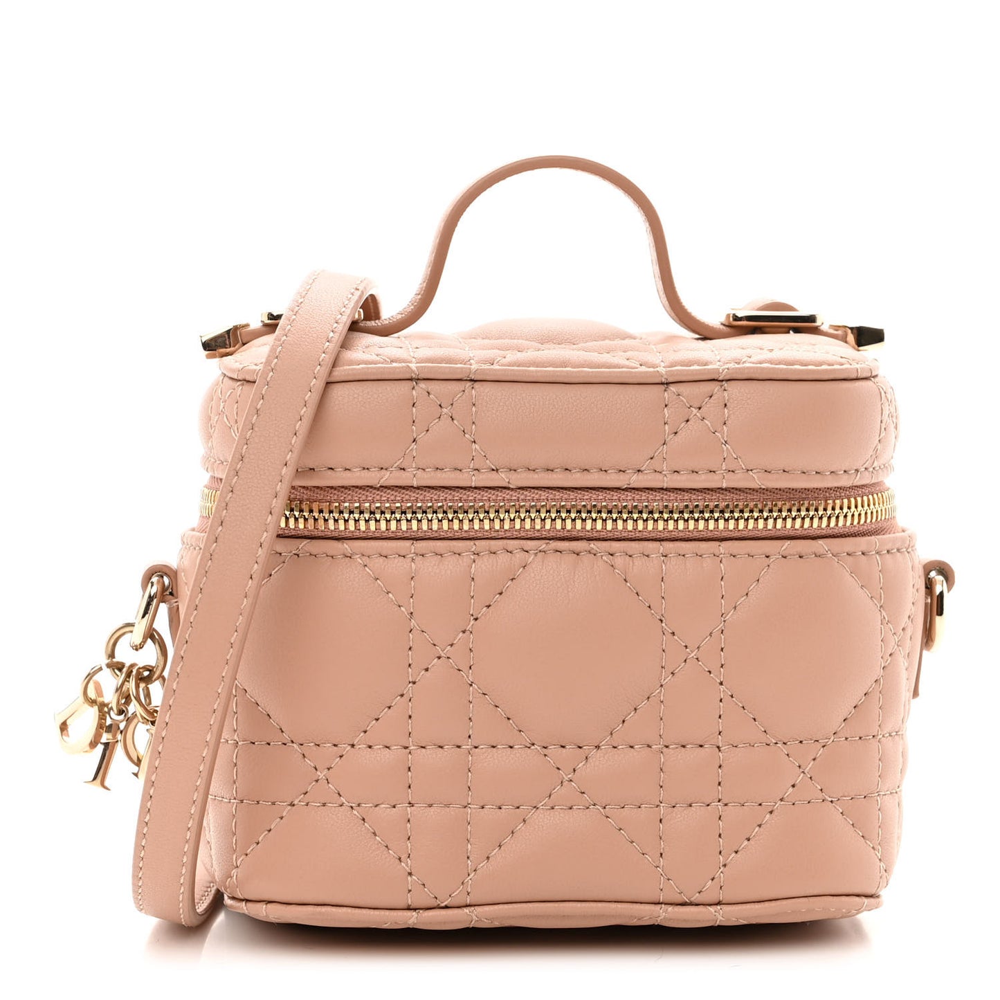 Lambskin Cannage Micro Vanity Case Rose Des Vents