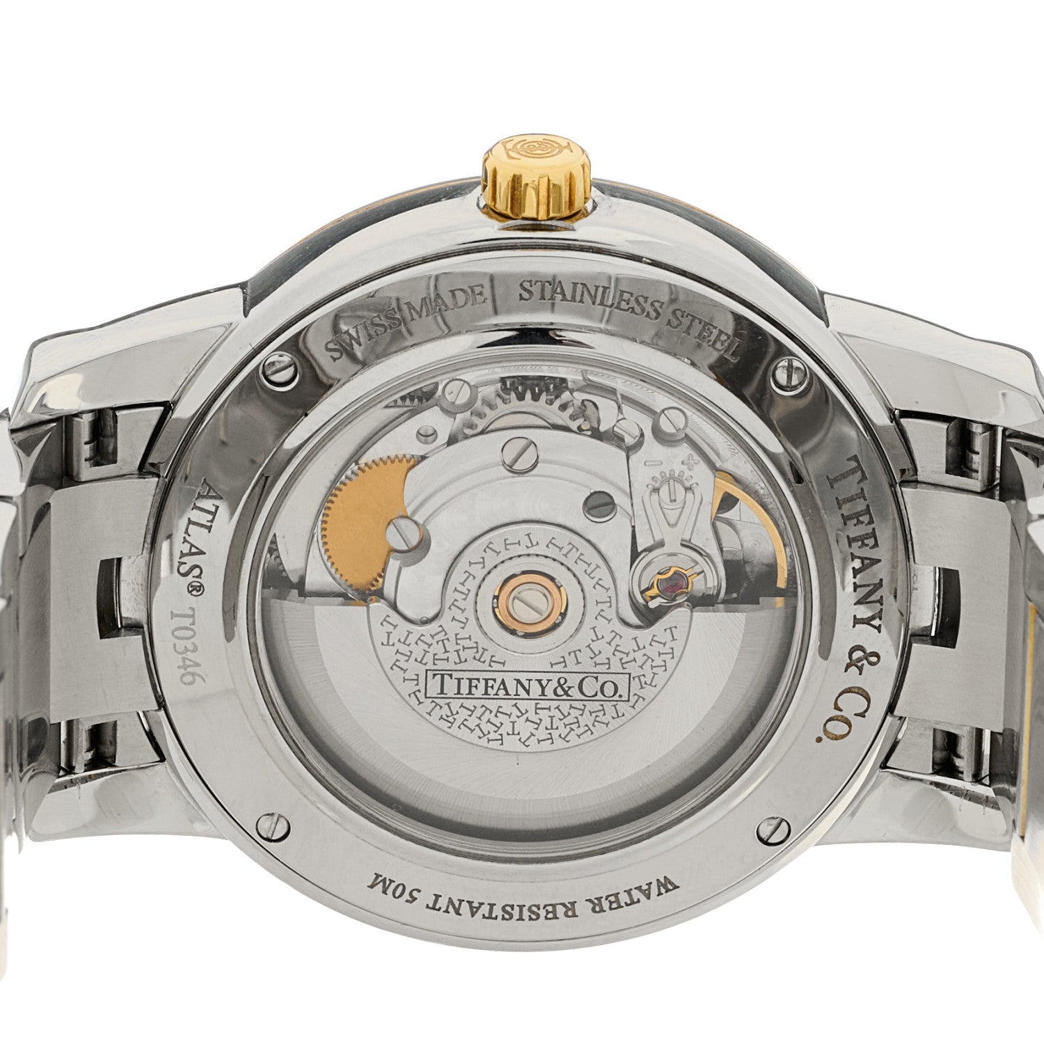 Tiffany Stainless Steel 18K Yellow Gold 37mm Atlas 3-Hand