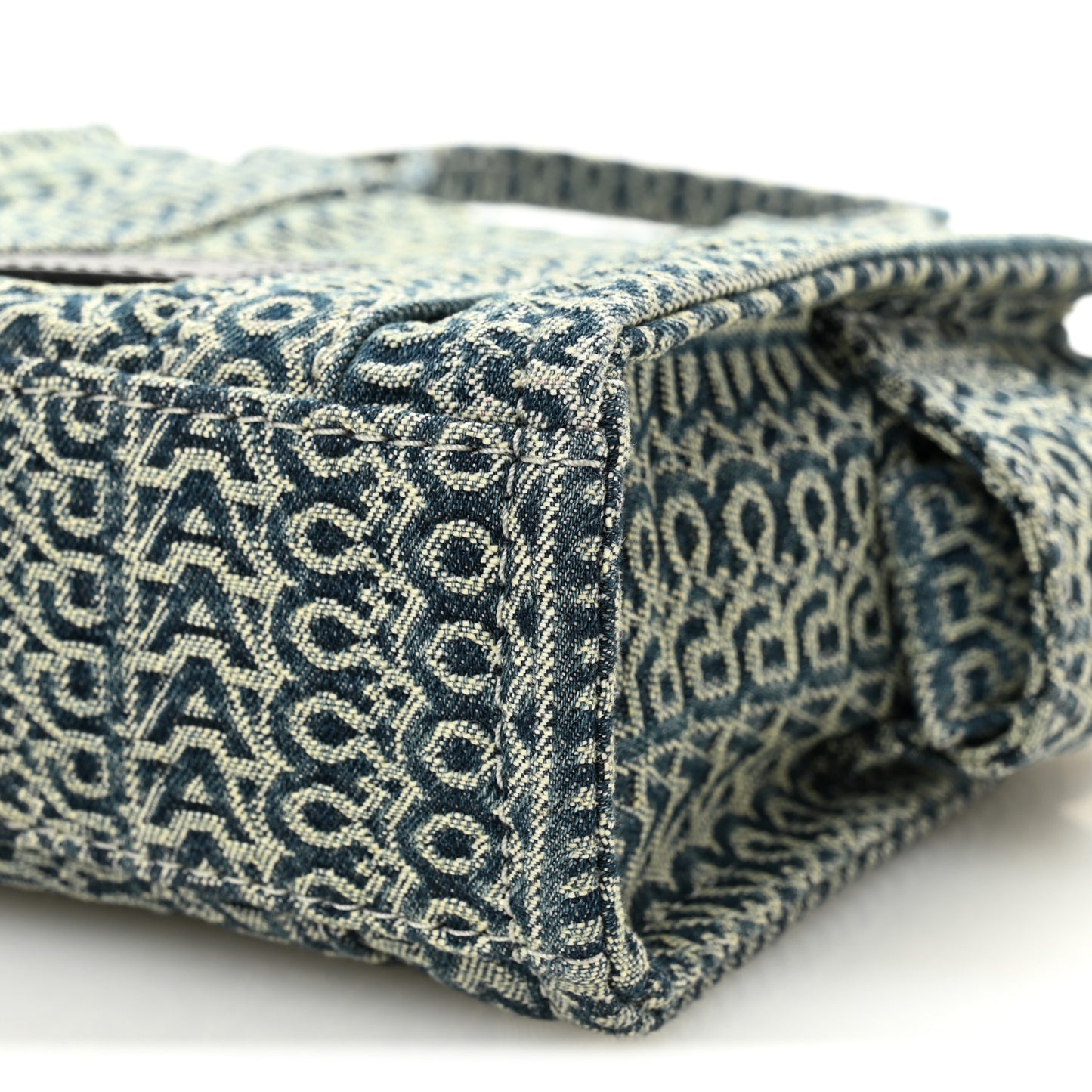 Cotton Washed Monogram Denim Crossbody Tote Bag Sun Faded Denim