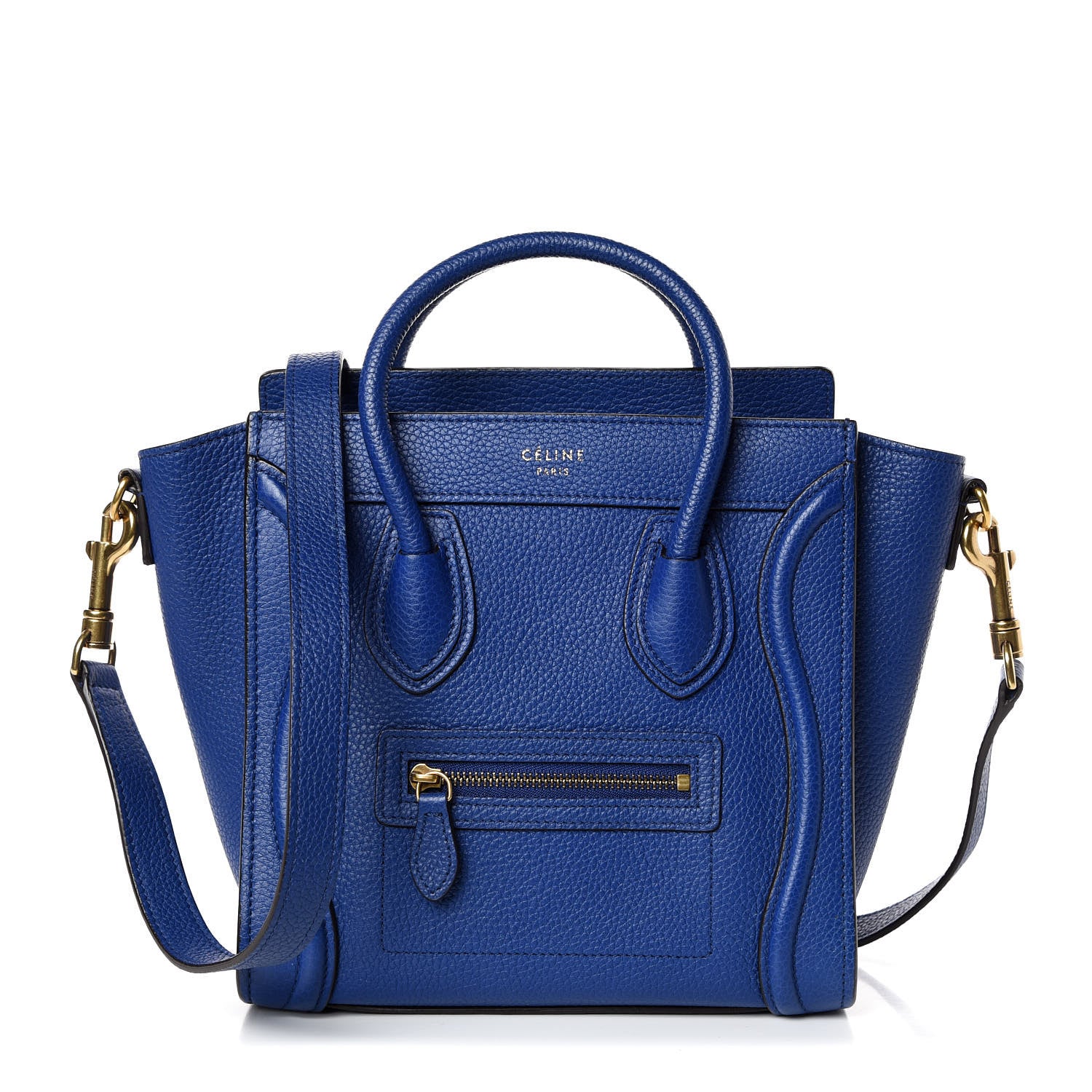 Celine Drummed Calfskin Nano Luggage Indigo 1 of 10