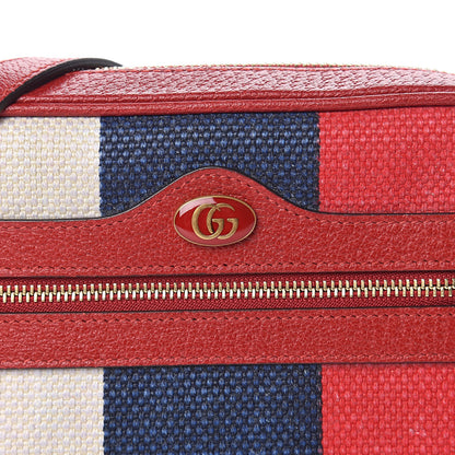 Gucci Canvas Sylvie Stripe Mini Ophidia Camera Bag Mystic White Hibiscus Red Maritime 8 of 11