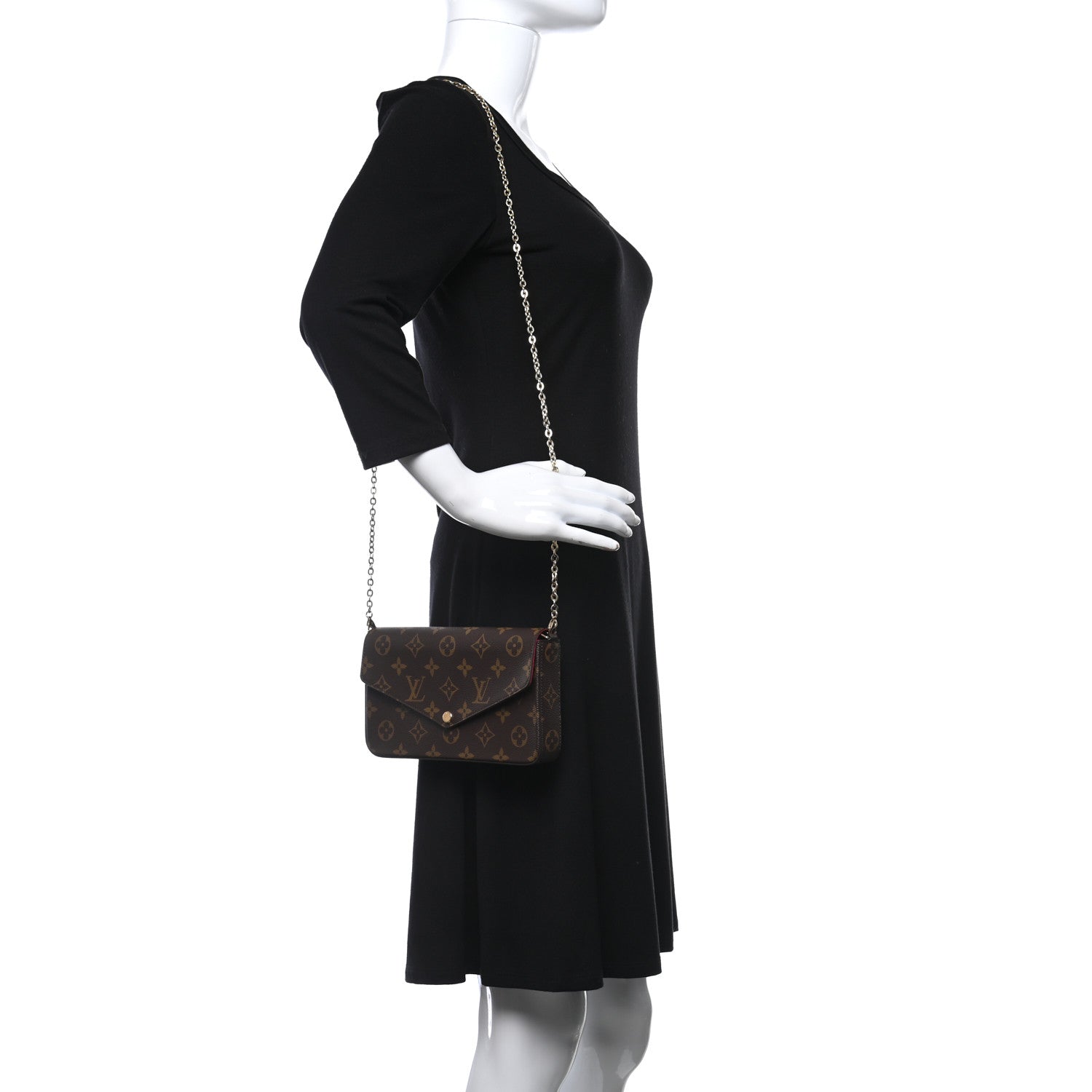 Louis Vuitton Monogram Pochette Felicie Chain Wallet Fuchsia 2 of 9