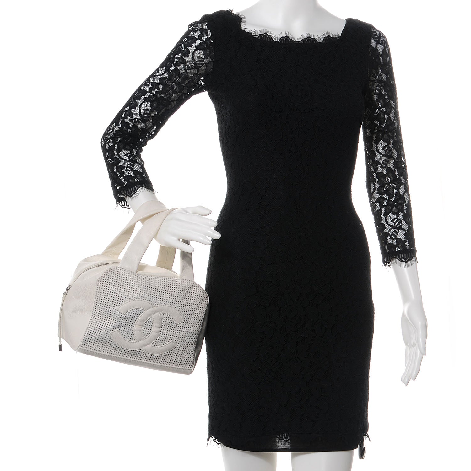 Chanel Leather Perforated Bowler White 2 of 7