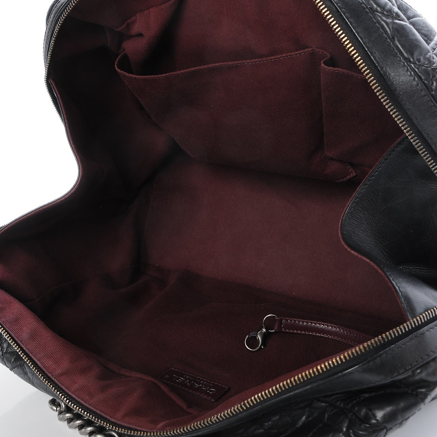 Chanel Aged Calfskin Quilted Large Secret Tag Bowling Bag Black 5 of 9