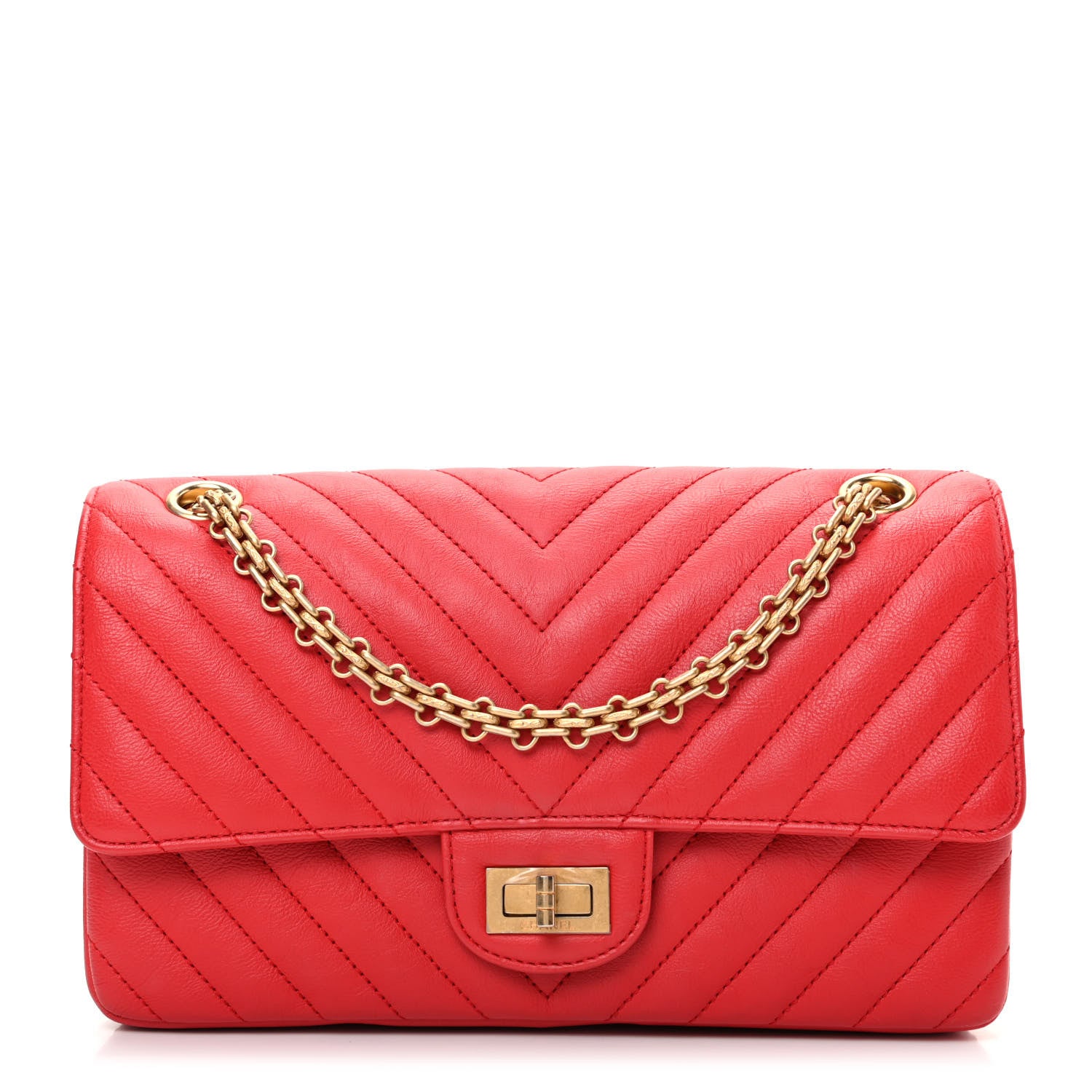 Chanel Calfskin Chevron Quilted 2.55 Reissue 225 Flap Red 1 of 9