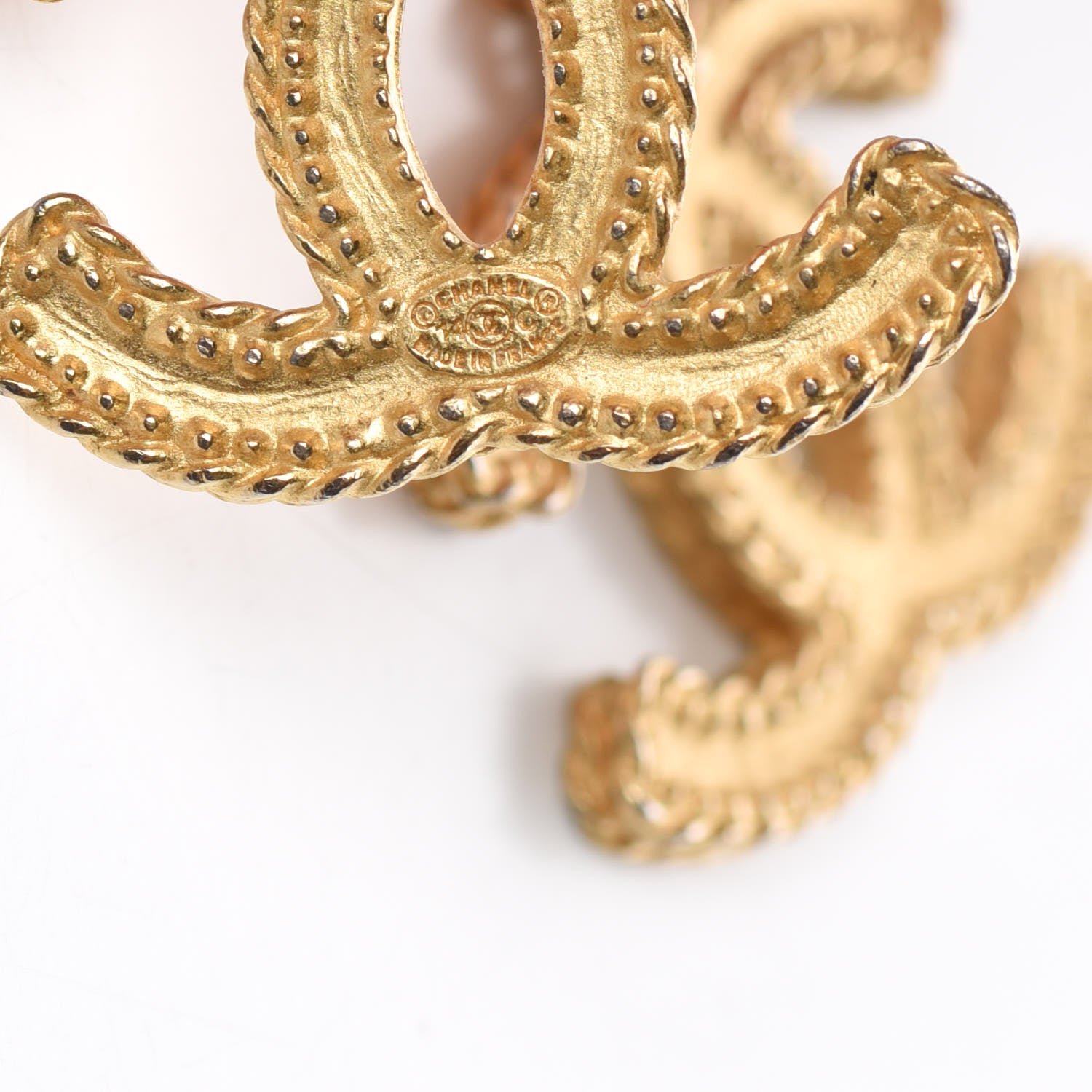 Chanel CC Drop Earrings Matte Gold 5 of 6