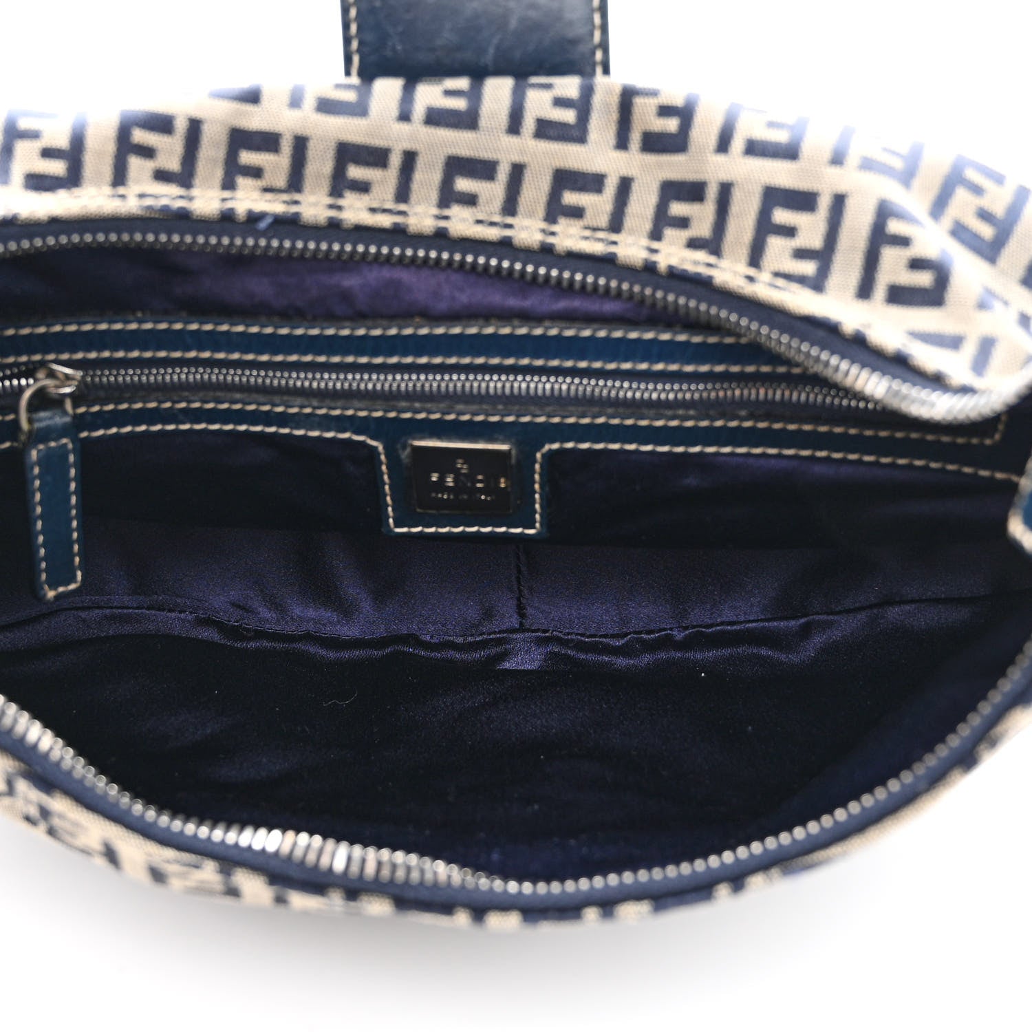 Fendi Zucchino Half Moon Baguette Navy Blue 5 of 11