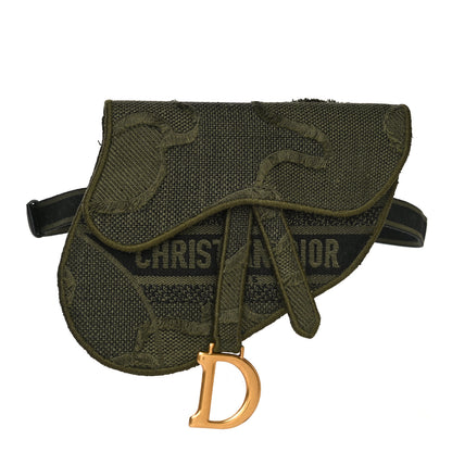 Christian Dior Canvas Embroidered Camouflage Saddle Belt Bag Green 1 of 11